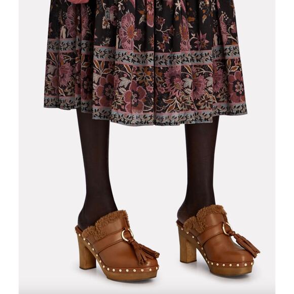 Ulla Johnson Vera Tassel Clogs in Brown - Picture 1 of 16